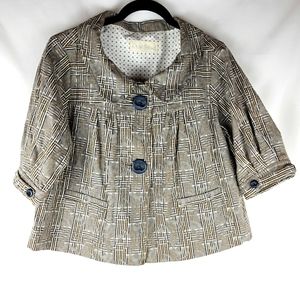 River Island Women's Cropped Brown Plaid Jacket Size 8